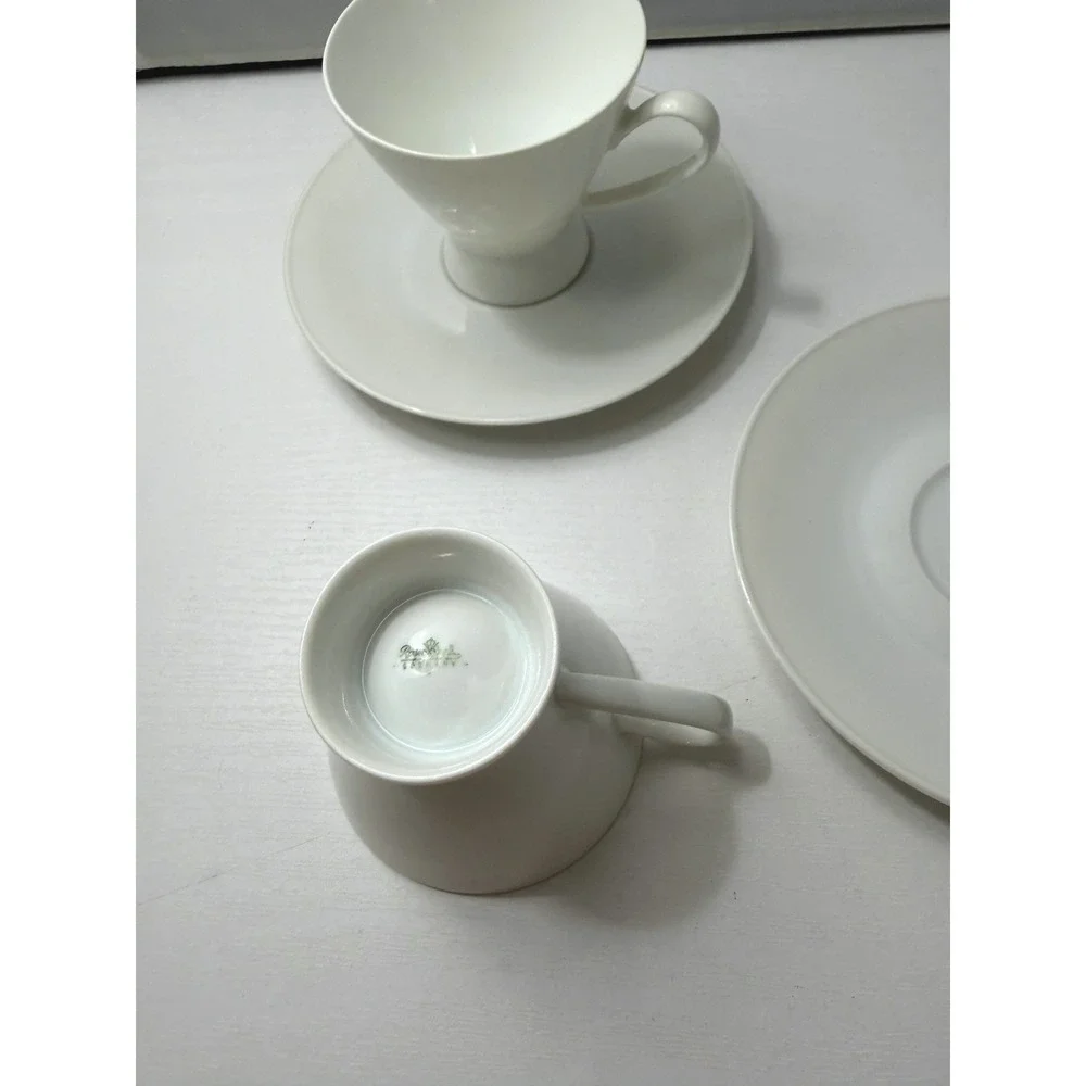Rosenthal Germany Tea Cup Saucer Set Minimalist White Porcelain MCM